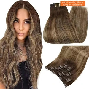 Full Shine Human Hair Extensions Clip in Hair Extensions Human Hair 7PCS 105G Double Weft Hair Extensions Human Hair For Woman