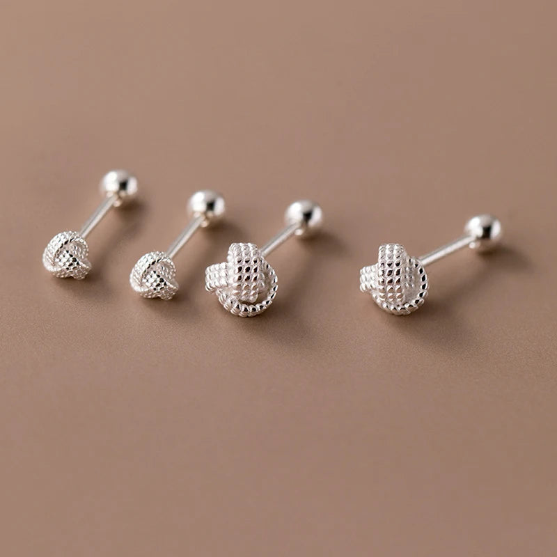 INZATT Real 925 Sterling Silver 4/6mm Wool Ball Screw Beads Stud Earrings for Women Party Classic Minimalist Fine Jewelry