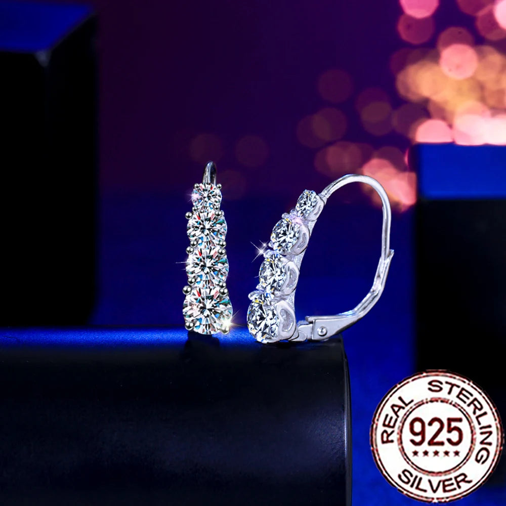 QooLady 925 Sterling Silver Dazzling Round Cubic Zirconia Elegant Hoop Earrings for Women Wedding Engagement Fine Jewelry SE098