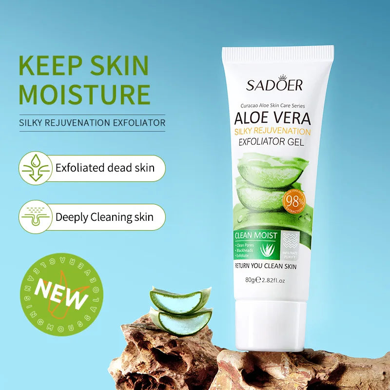 SADOER Exfoliating Aloe Vera Gel Facial Cleanser Deep Cleansing Exfoliant Gentle Moisturizing Face Exfoliation Facial Exfoliator