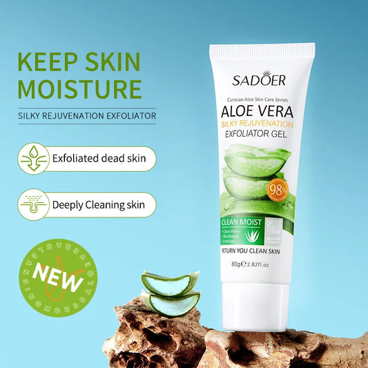 SADOER Exfoliating Aloe Vera Gel Facial Cleanser Deep Cleansing Exfoliant Gentle Moisturizing Face Exfoliation Facial Exfoliator