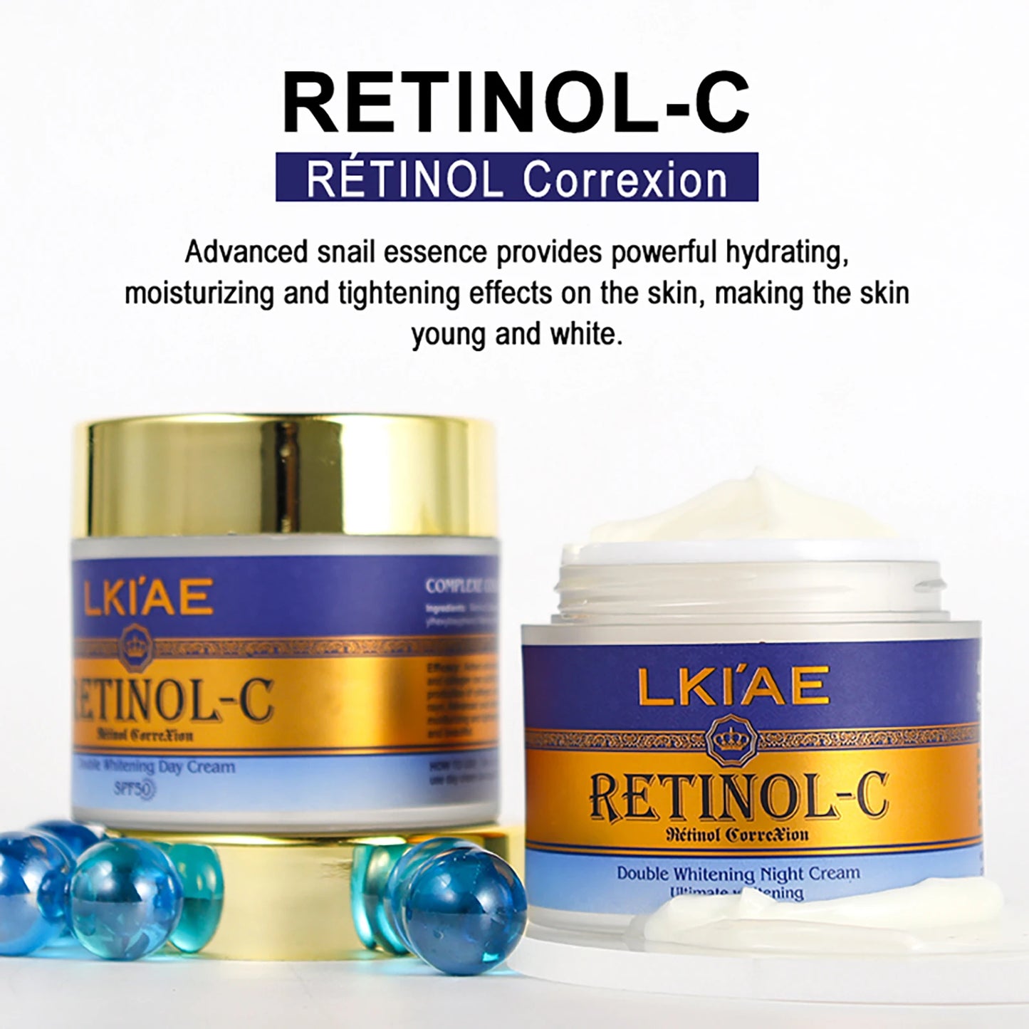 LKIAE Retinol Whitening Skin Care Set, Moisturizing, Reduce Wrinkles, Fine Lines, Dark Spots, With Collagen, Snail Extract