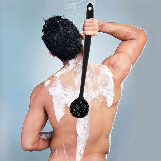 Silicone Back Scrubber Brush for Shower  Long Handle Body Deep Cleansing and Exfoliating Massage Double-Sided Soft Bristles