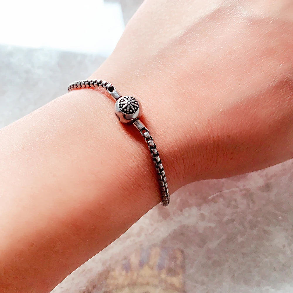 Karma Diy Link Chain Bracelets New 925 Sterling Silver Gift for Men & Women Europe Style Fashion Jewelry Beads Acessories