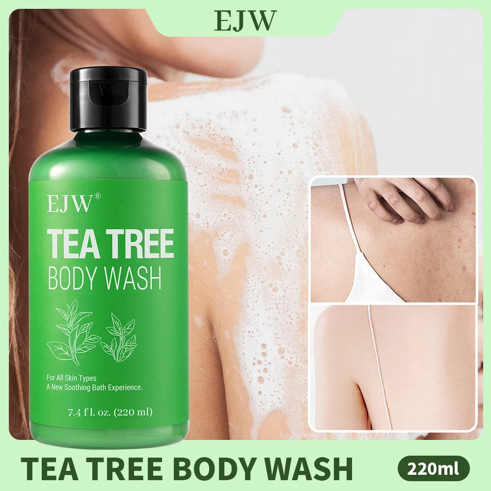 EJW Tea Tree Body Wash Odor-Control Shower Gel Back Acne Removal Long Lasting Moisturizing Skin Barrier Balancing Body Cleanser.