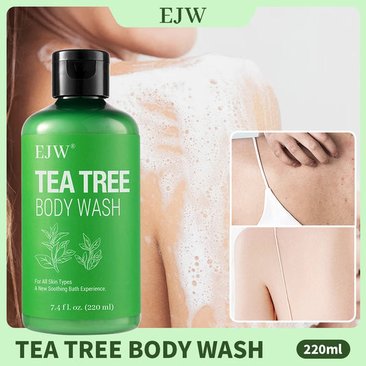 EJW Tea Tree Body Wash Odor-Control Shower Gel Back Acne Removal Long Lasting Moisturizing Skin Barrier Balancing Body Cleanser.