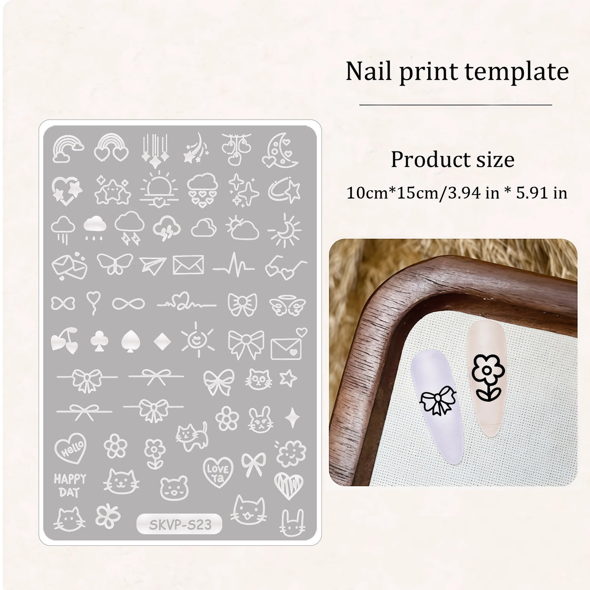 Nail Art Printing Template Cat pattern Line Drawing Gothic Butterfly Cartoon Cute For Nail Salon Nail Art Creative Hobbyist Tool