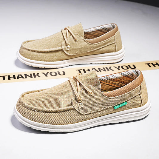 Summer Slip On Canvas Boat Shoes Men Moccasins Deck Shoes Casual Loafers Mens Slip-ons Lightweight Breathable Big Size 46 47