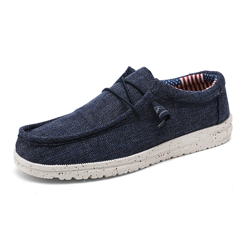 Spring Summer Blue Men's Casual Boat Shoes Lightweight Slip-on Driving Shoes Men Low-cut Breathable Canvas Men Shoes Loafers