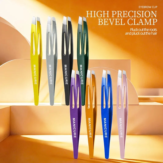 1pcs Colorful Stainless Steel Eyebrow Tweezer Colorful Hair Beauty Fine Hairs Puller Slanted Eye Brow Clips Removal Makeup Tools