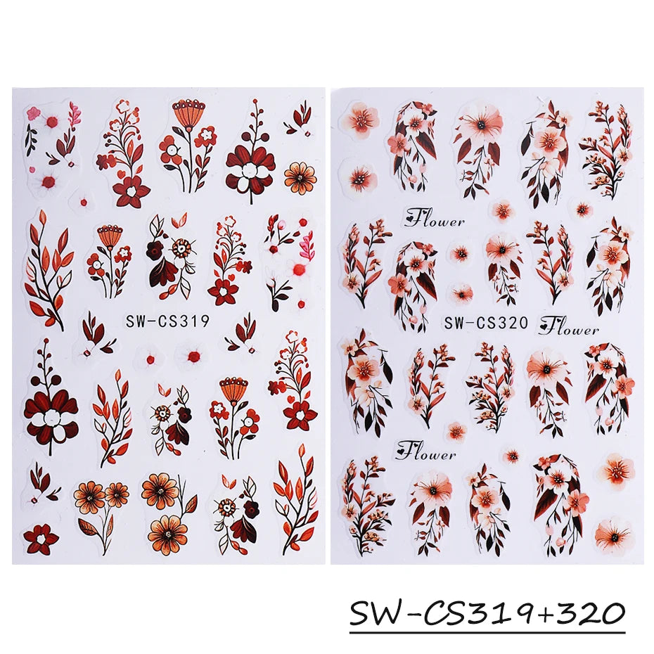 2pcs Autumn Maple Leaf Nail Art Stickers 3D Fallen Leaves Petals Design Self-Adhesive Nail Decals Manicure Decoration Sliders