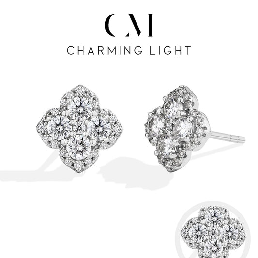 CHARMING Full Moissanite Diamond Earring D Color 925 Sterling Silver For Women 18k Gold Plated Engagement Fine Jewelry Gift
