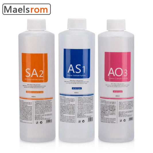 Facial Skincare Face Serum Hydro Aqua Peel Solution 400ml Kit of 3 Serums AS1 SA2 AO3 For Facial Machine Skin Deep Cleaning