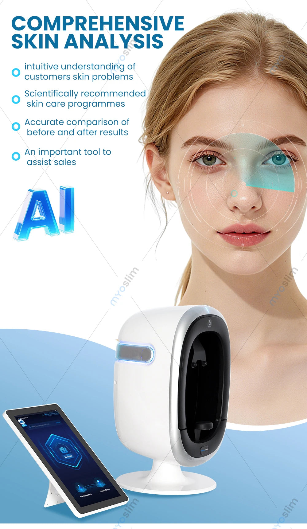 AISIA  O1 3D AI Facial Skin Analyzer Detection Skin Problem Diagnosis 8 Spectrum Professional Analysis Beauty Salon Equipment