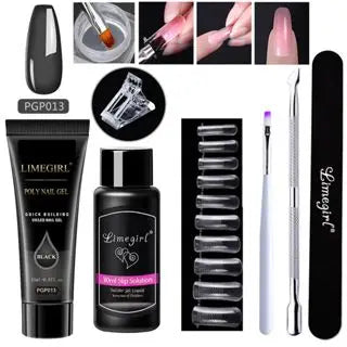 15ml Poly Nail Gel Complete Set for Nail Extension Glitter Solid Color Gel Polish Kit Quick Extension Gel Soak Nail Art DIY Nail