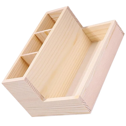 Wooden Makeup Organizer Desktop Storage Box Multi-Grid Cosmetics Storage Holder Stationery Organizer for Home Office Bedroom