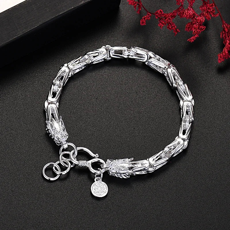 New 925 Sterling Silver original dragon head Chain bracelets for men's fashion jewelry party wedding Accessories Holidays gifts