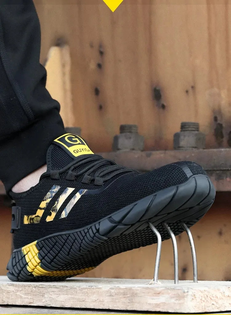 Work Sneakers Men Safety Shoes Construction Steel Toe Work Shoes Safety Boots Men Shoes Anti-Puncture Working Summer Kevlar
