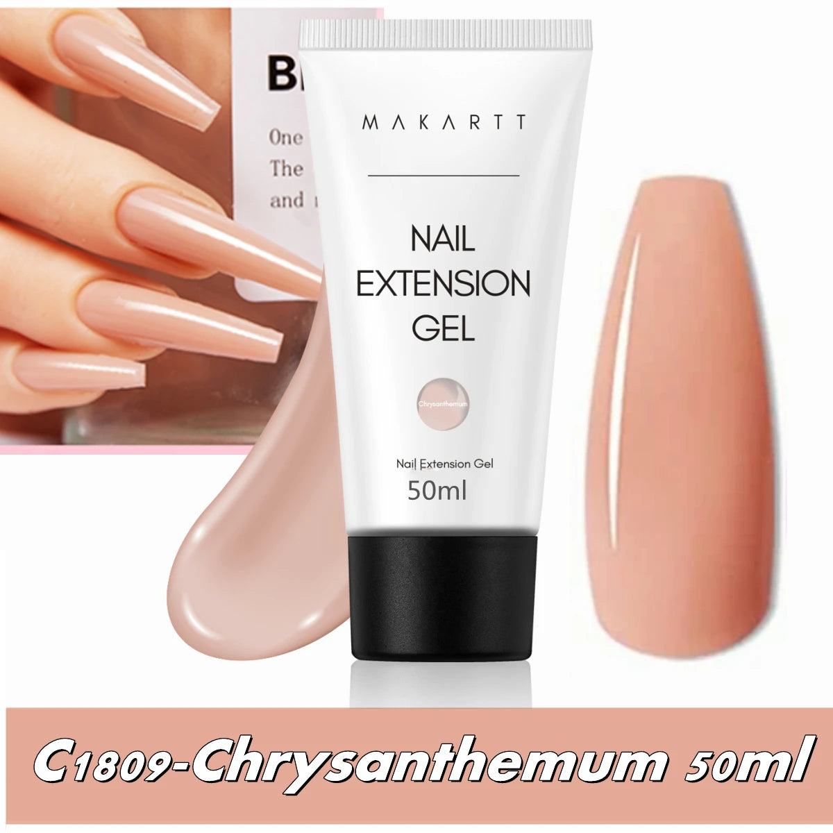 Makartt Poly Nail Extension Gel 50ML Hema Free Natural Pink Builder Gel UV LED Cured for Nail Art DIY Salon