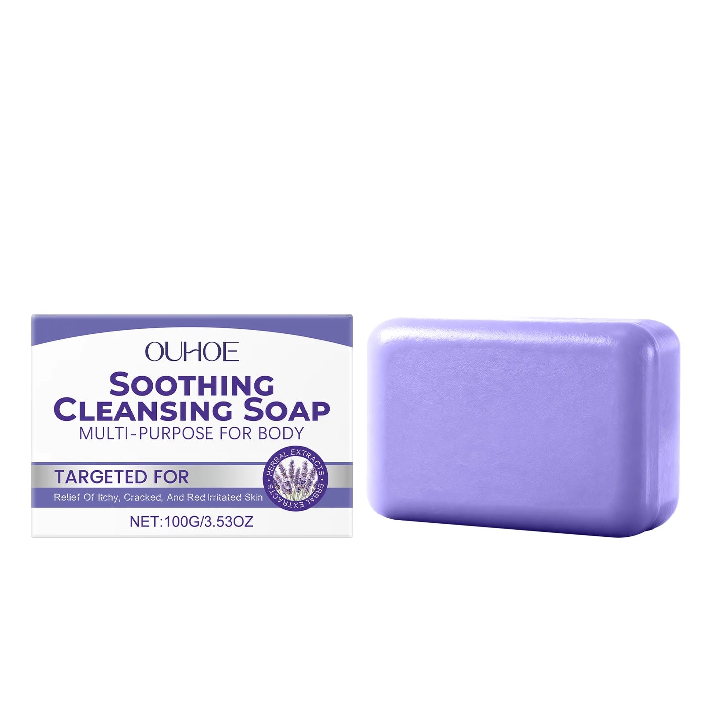 Lavender Cleaning Soap Oil Control and Itching Relief Long-Lasting Daily Soothing Hydration Bath Soap Body Odor Removal Care