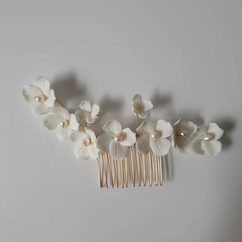 SLBRIDAL Handmade Luxury Rhinestones Freshwater Pearls Ceram Flower Bridal Tiara Wedding Bridesmaids Crown Women Hair Jewelry