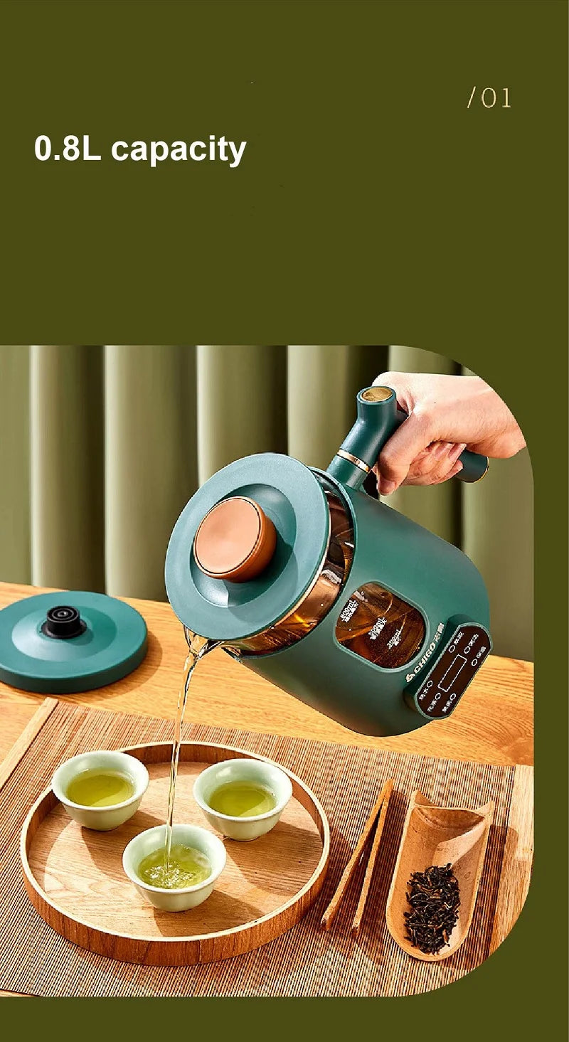 110V 220V Multifunctional Portable Tea Maker Home Health Pot Automatic Insulation Glass Steam Flower Teapot Heating Pot 800ml