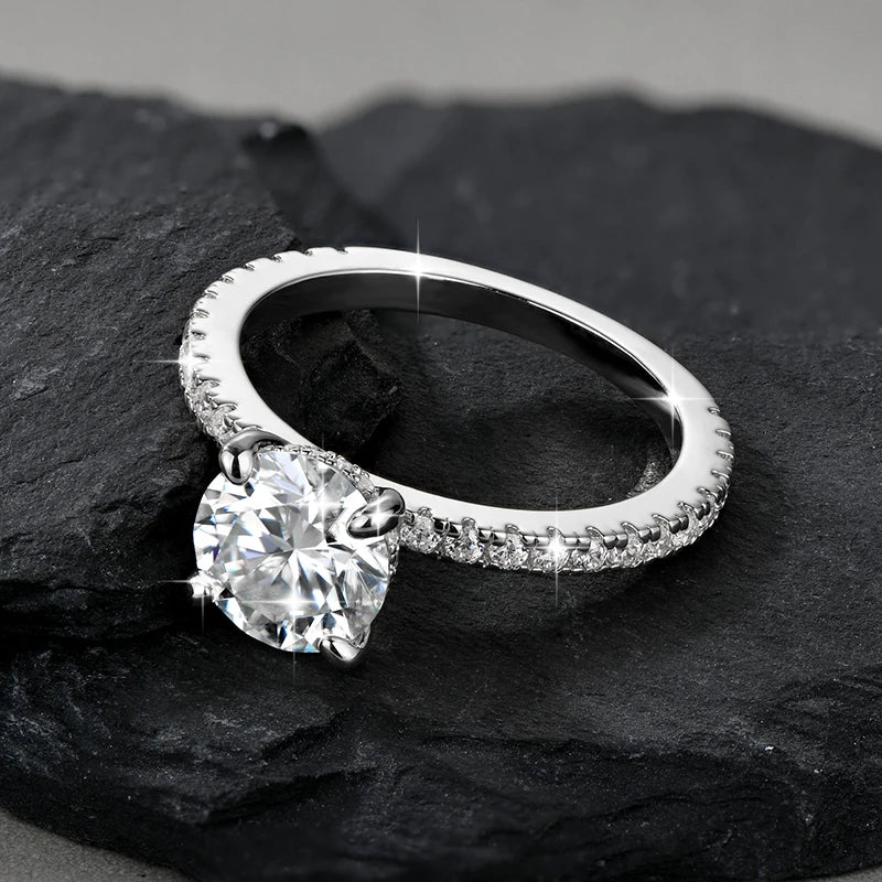 Lnngy Certified 8mm 2ct Moissanite Solitaire Ring 14K Gold Filled Engagement Rings For Women Wedding Party Jewelry Gift