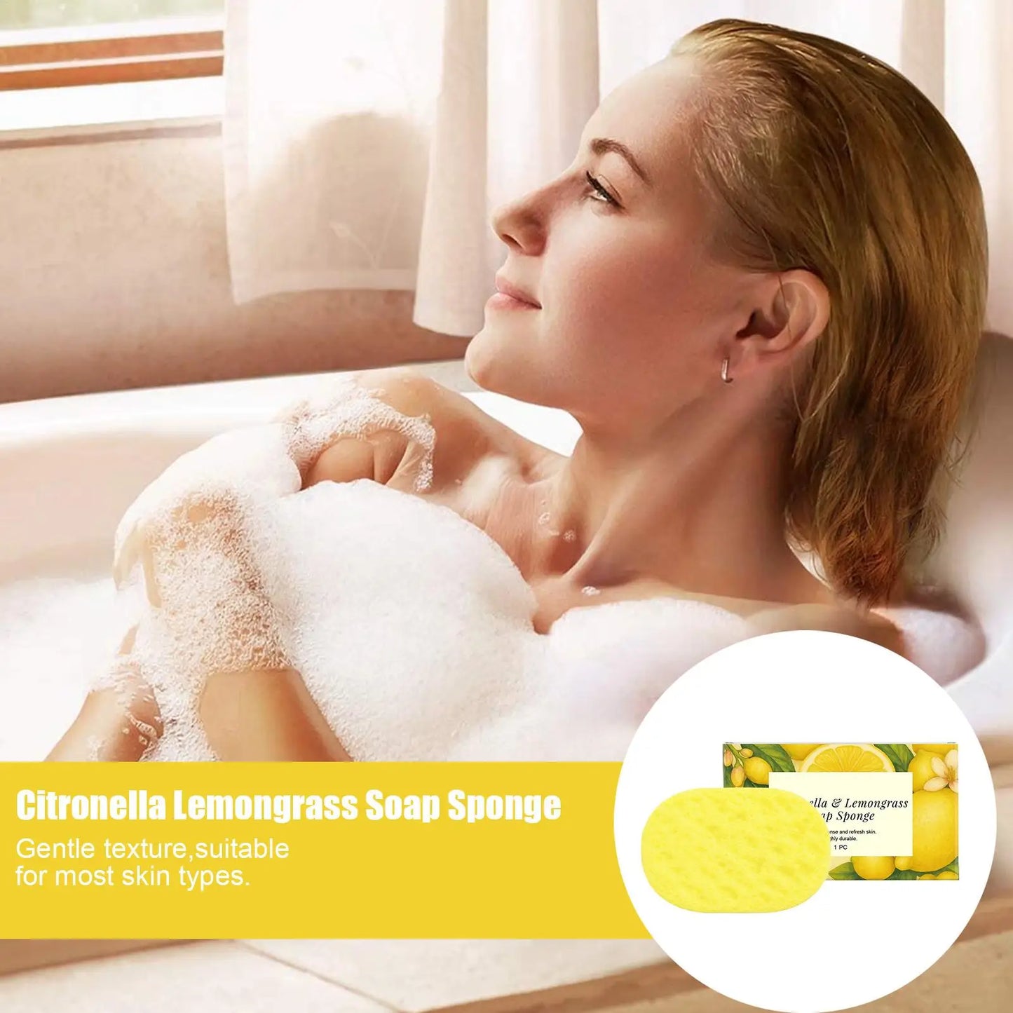 Lemongrass Lemon Bath Sponge Exfoliating Remove Oil Control Daily Body Cleansing Refreshing Brightening Skin Shower Use