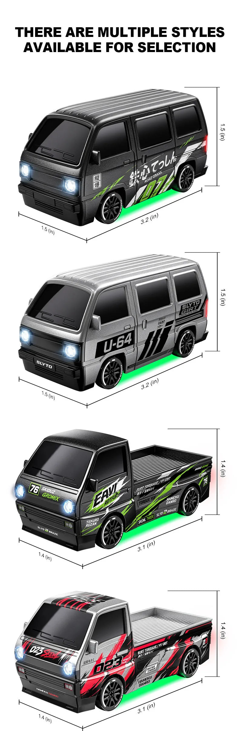 New 1/64 Mini Drift Car With Led Light Desktop Series Remote Control 4wd Racing Micro Card Van Gtr Boy Toy Gift