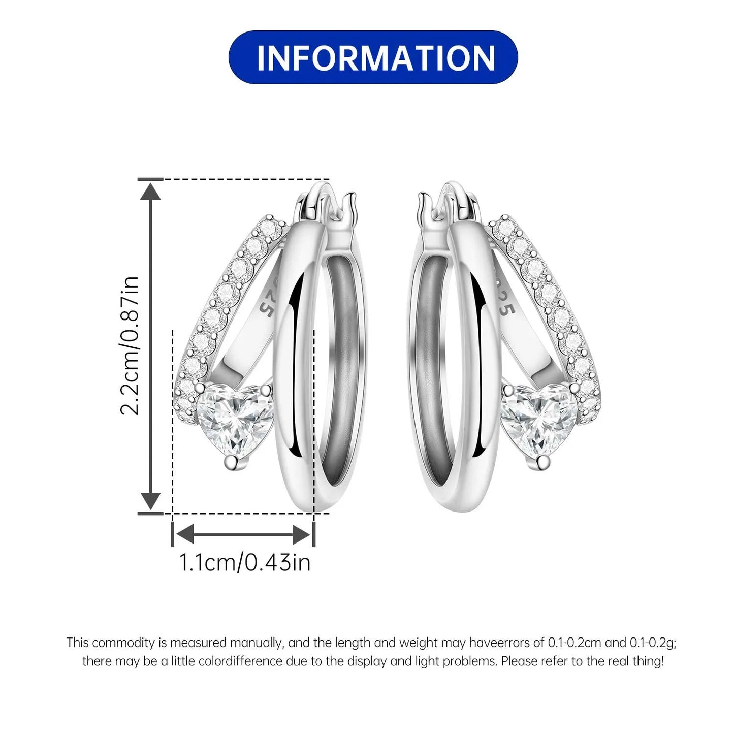 CYCUFF S925 Sterling Silver Zircon Simple Geometry Big Double Ring Earrings Birthday Party Gift Trend 2025 Jewelry Women Earring