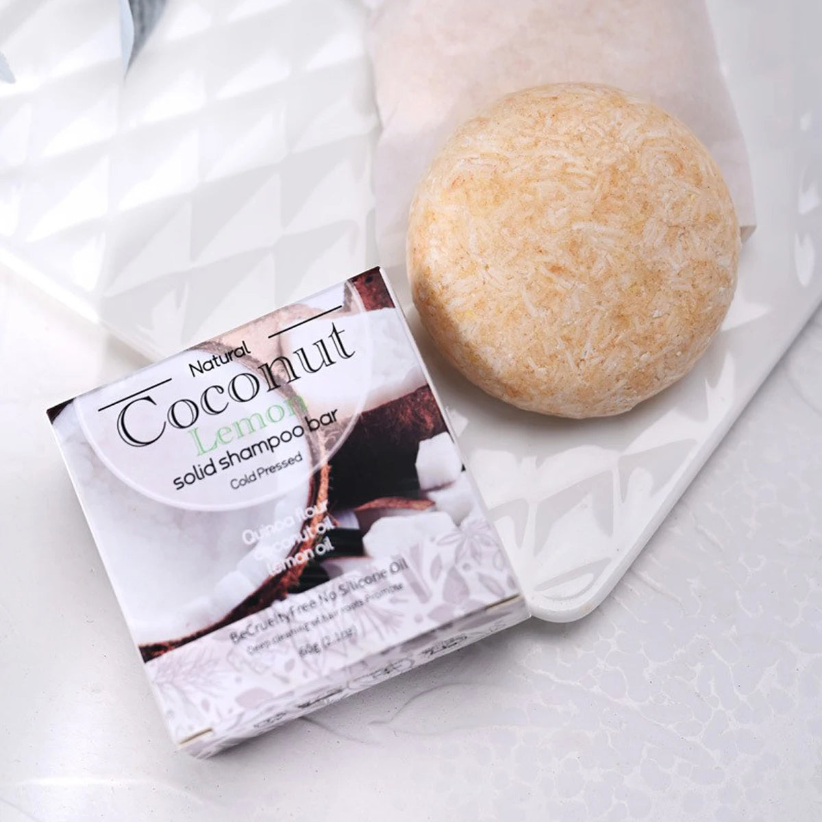 XF+60g Coconut Essential Oil Shampoo Soap Shea Butter Shampoo And Conditioner Men'S Solid Soap