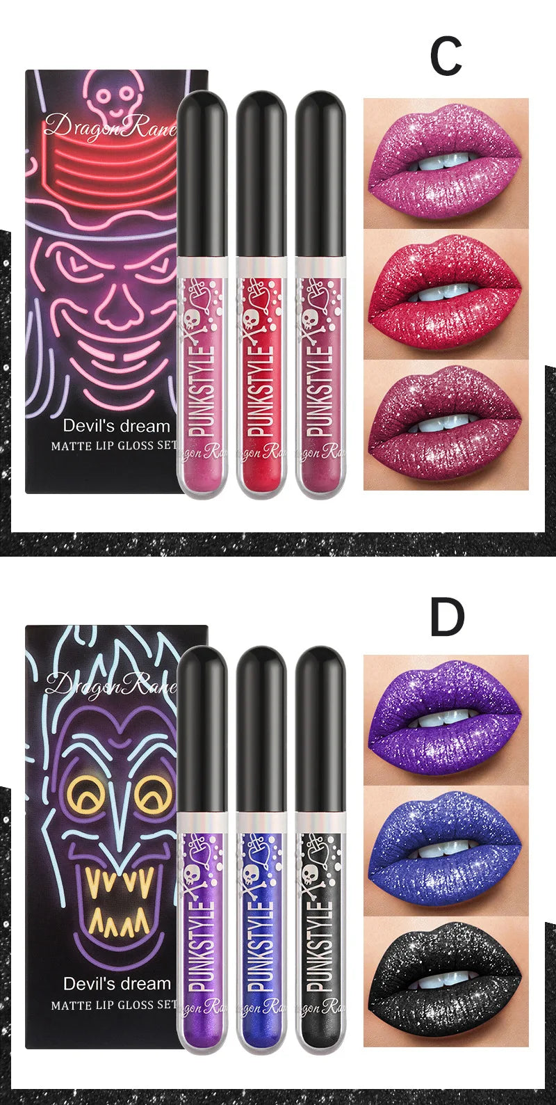 Long-Lasting Matte Lip Glaze Glitter Non-Fading Non-Stick Cup Metal Shiny Valentine's Day Gift Lip Gloss