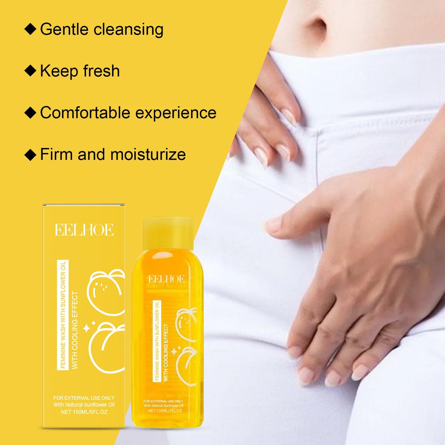 Female Body Wash with Natural Sunflower Oil Private Parts Cleansing Refreshing Oil Long-Lasting Fragrance Anti Itch Shower Gel