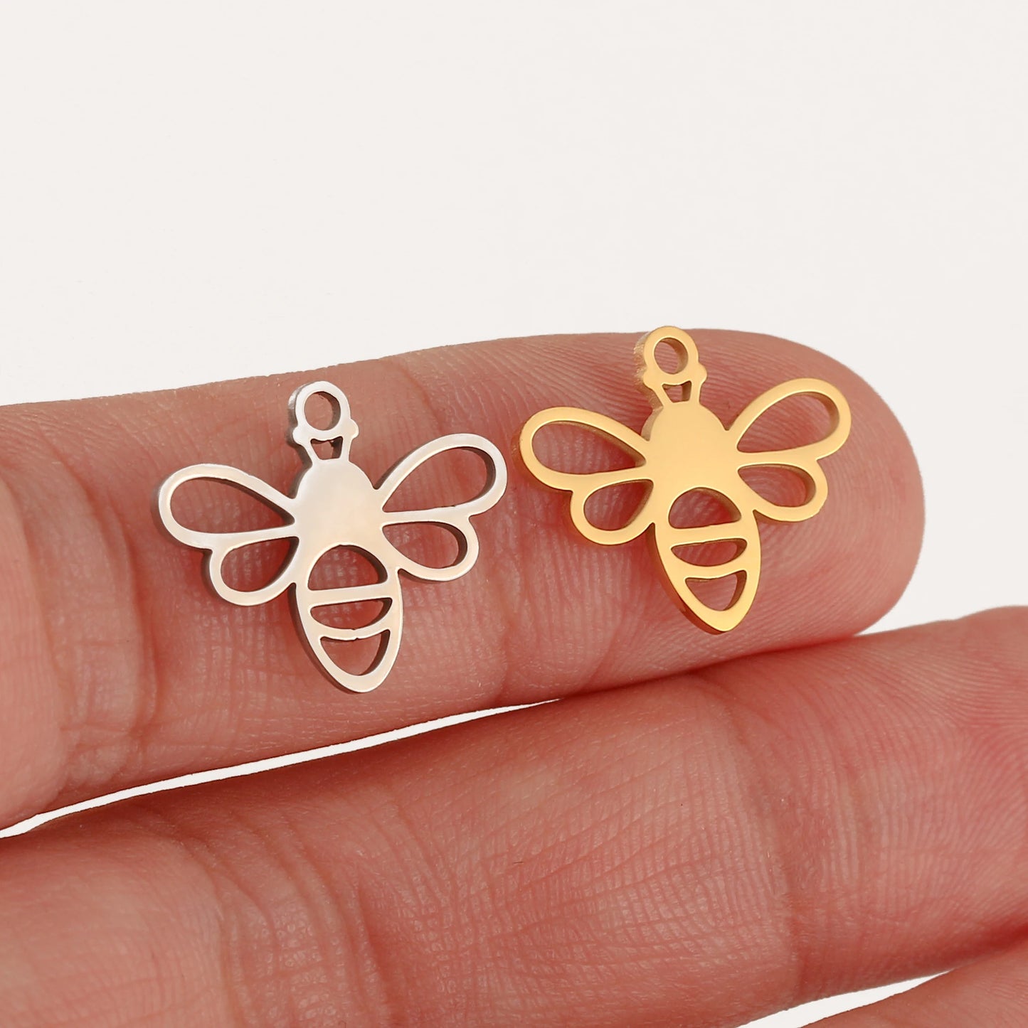 5Pcs Spring Bee/Butterfly/Beelet Charms Stainless Steel Scarab Moths Pendants DIY  Necklace Bracelet Jewelry Making Accessories