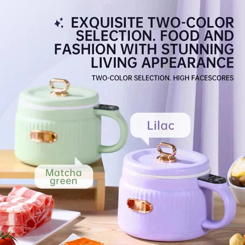 220V 110V 1.6L 600W Mini Electric Cooking Pot Small Multifunctional Household Dormitory Noodle Cooking Pot Mini Electric