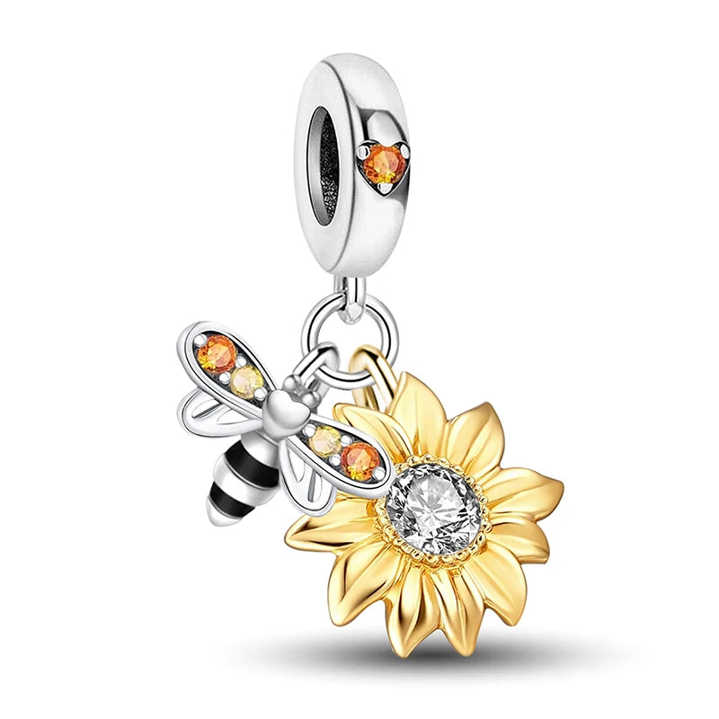 Shecharms 925 Sterling Silver Love Heart Firefly Golden Series Charms Fit DIY Making Bracelet Necklace High Quality Fine Jewelry
