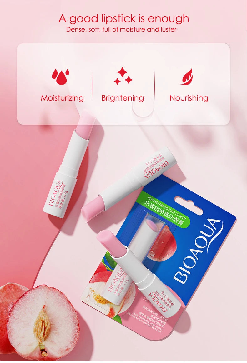 BIOAQUA Natural Fruits Lip Balm Moisturizing Jelly Nourishing Anti Wrinkle Lipstick Non-Stick Long-lasting Lips Care