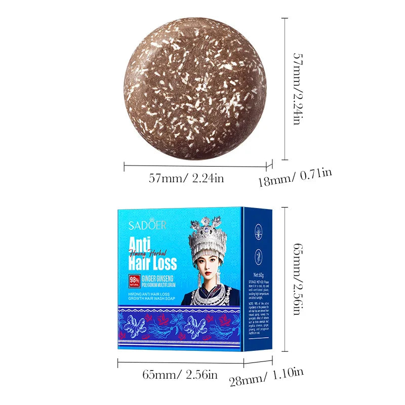 Oriental Hmong Traditional Anti-Hair Loss And Dandruff Solid Shampoo Soap - Deep Cleansing And Nourishing Shampoo Soap Bar