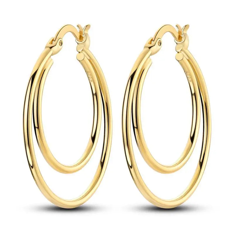 CYCUFF S925 Sterling Silver Zircon Simple Geometry Big Double Ring Earrings Birthday Party Gift Trend 2025 Jewelry Women Earring