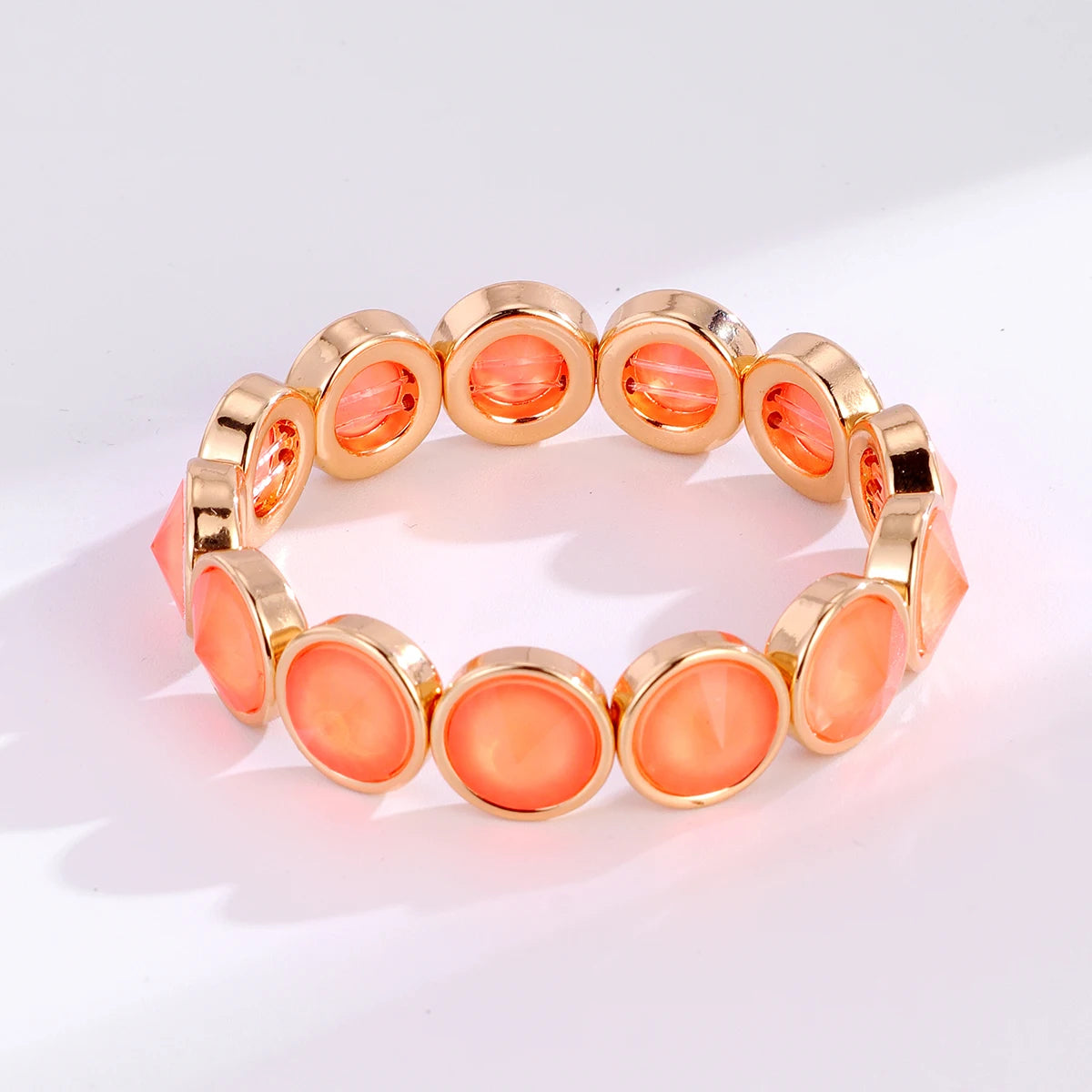 2026 New Design Gold Color Bracelets For Women Inlaid Colorful Glass Crystal Beads Elastic Bangle Candy Color Jewelry