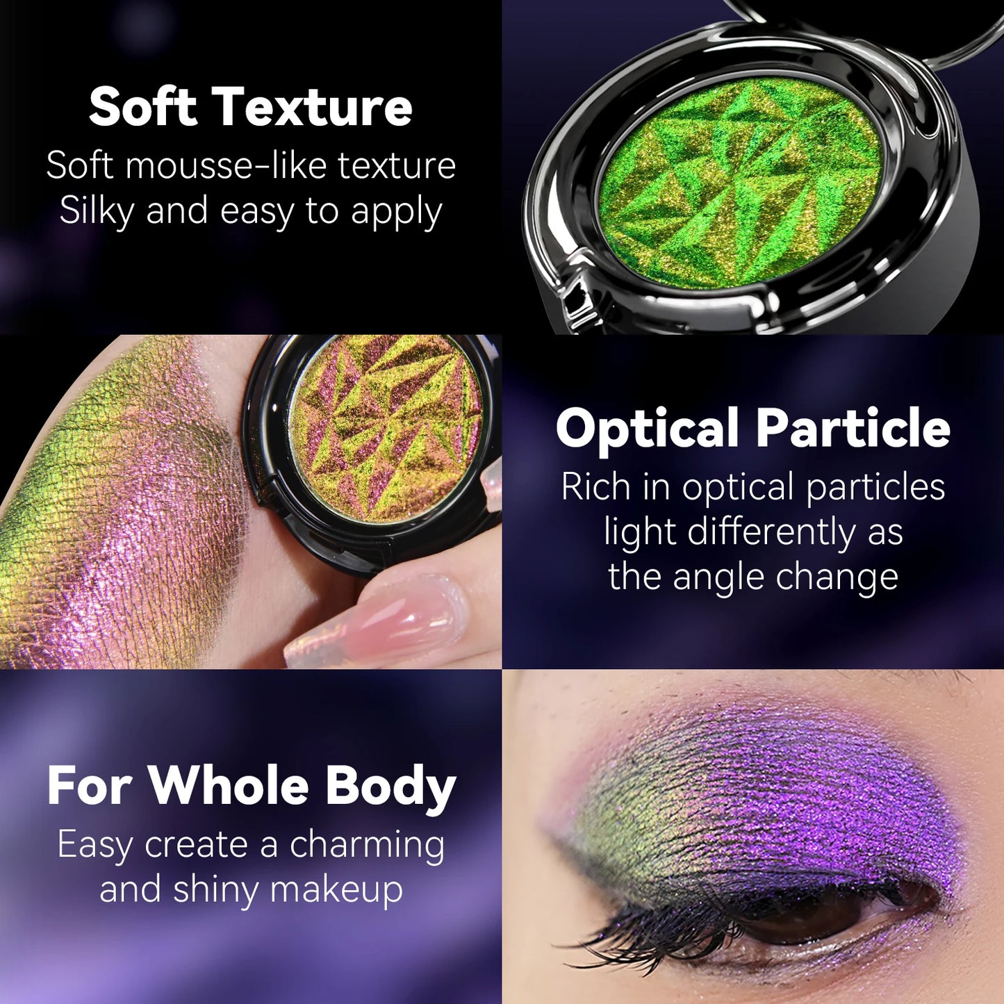CHARMACY Multichrome Glitter Eyeshadow Set with Primer Long-lasting High Chrome Pigment Eye Shadow Cosmetic Makeup for Women