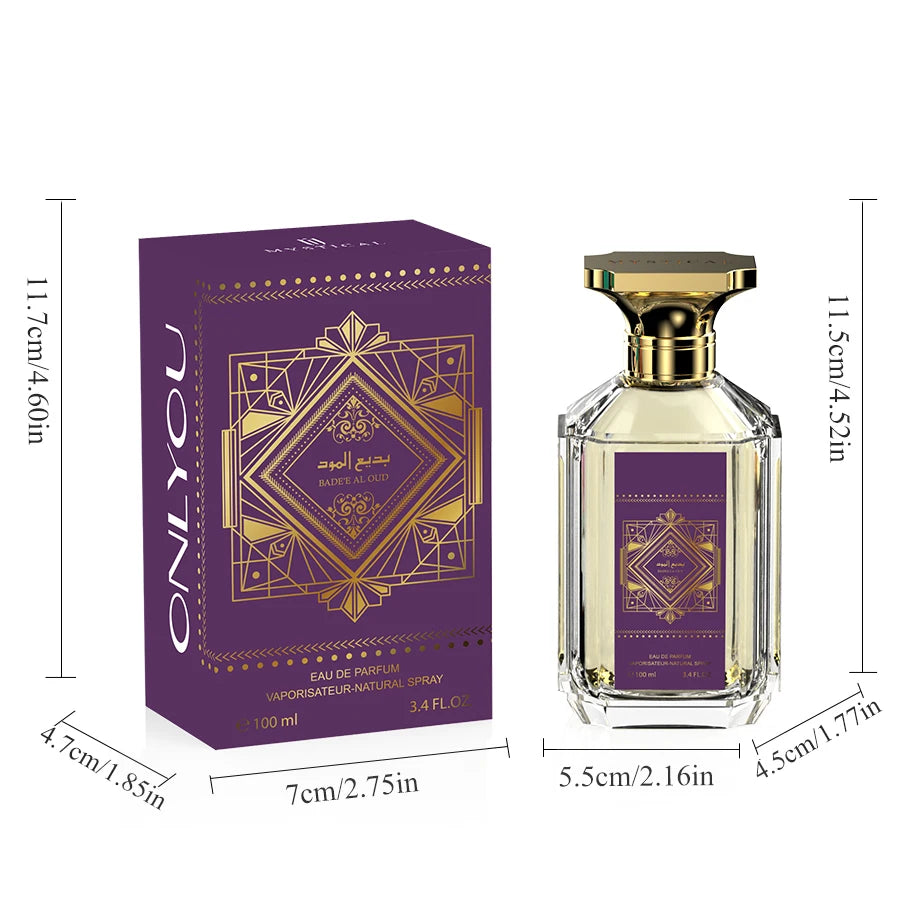 Long Lasting Unisex Eau de Parfum 100ml Luxury Rose Oud & Amber Vanilla Fragrance Spray for Men and Women Middle Eastern Style