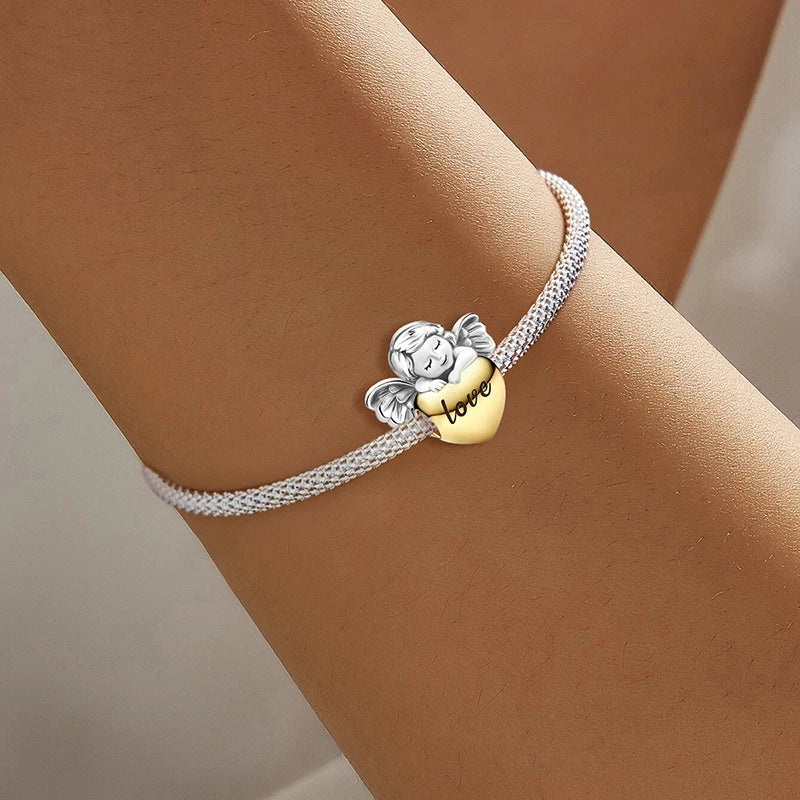 Shecharms 925 Sterling Silver Love Heart Firefly Golden Series Charms Fit DIY Making Bracelet Necklace High Quality Fine Jewelry