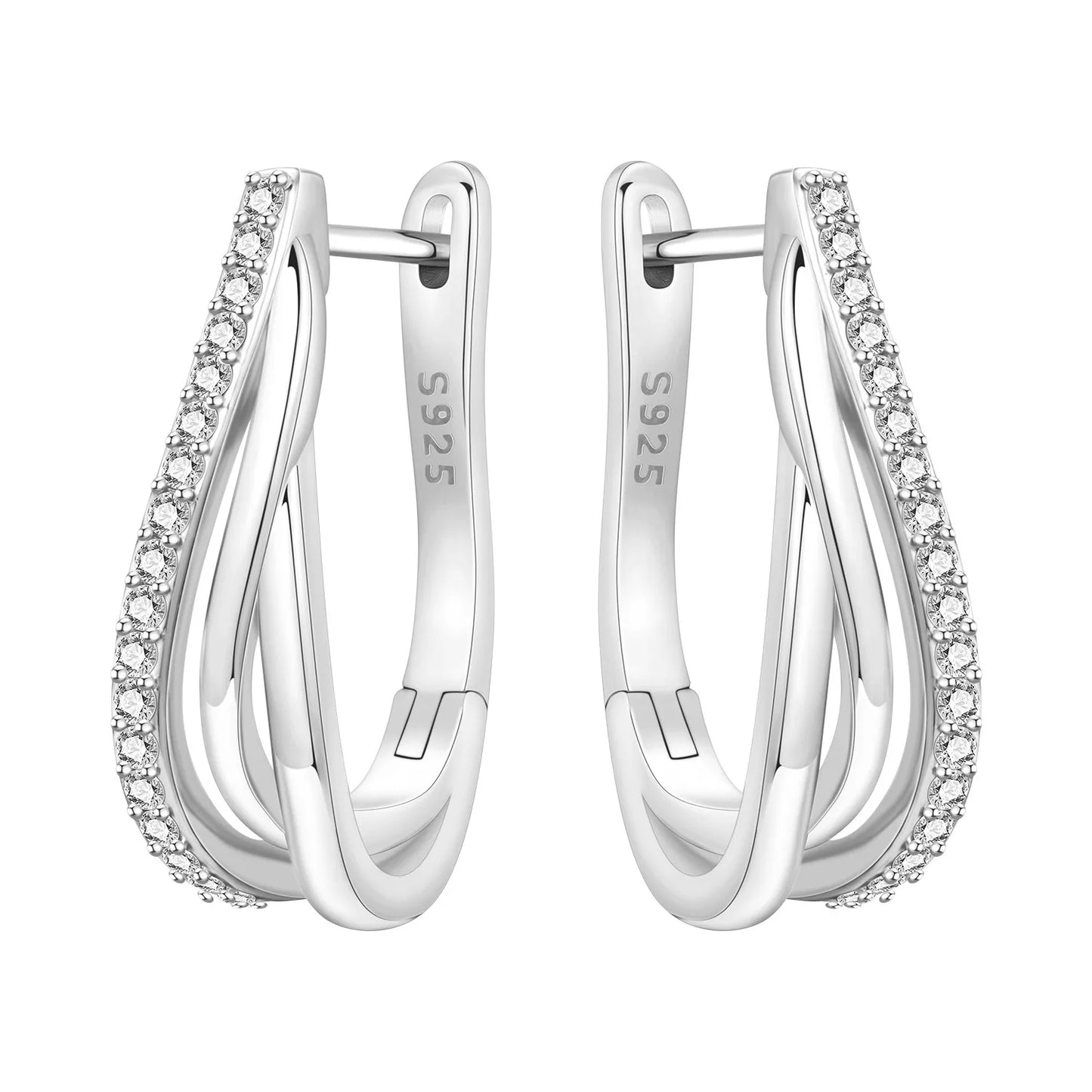 CYCUFF S925 Sterling Silver Zircon Simple Geometry Big Double Ring Earrings Birthday Party Gift Trend 2025 Jewelry Women Earring