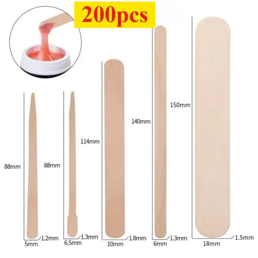 50/100/200PCS Disposable Wood Stick Beauty Spatulas Log Hair Removal Wax Coating and Scraping Tool Eyebrow Trimming Wooden Stick