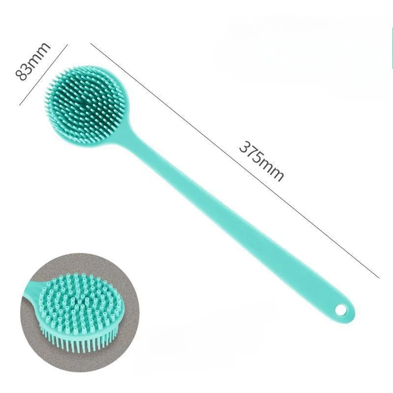 Silicone Back Scrubber Brush for Shower  Long Handle Body Deep Cleansing and Exfoliating Massage Double-Sided Soft Bristles