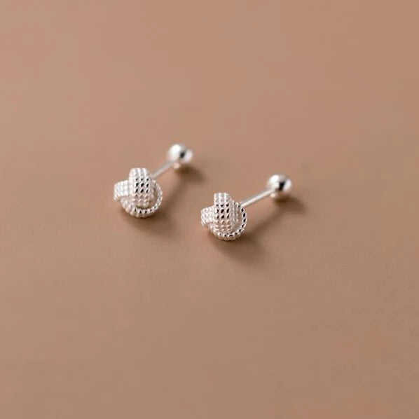 INZATT Real 925 Sterling Silver 4/6mm Wool Ball Screw Beads Stud Earrings for Women Party Classic Minimalist Fine Jewelry