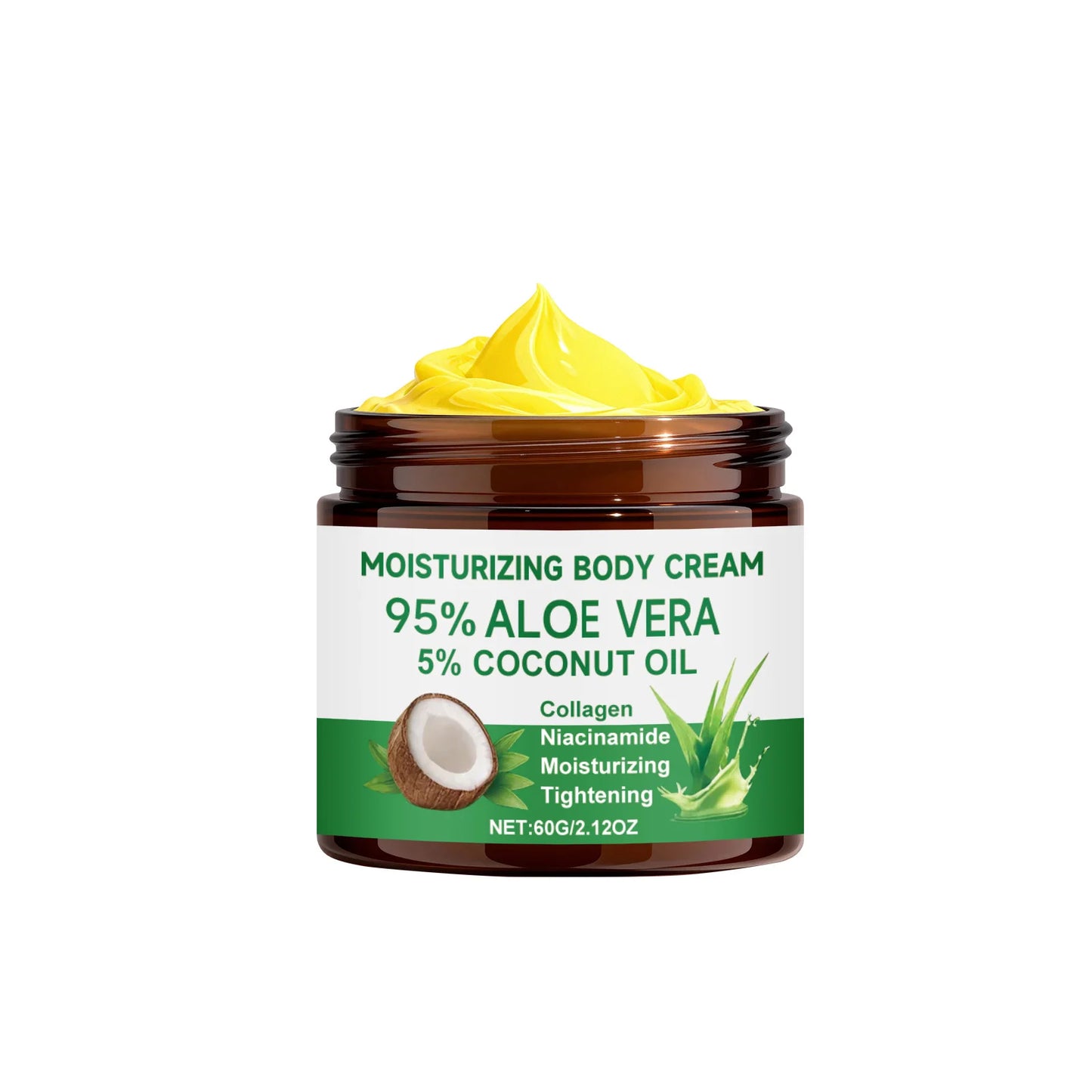 95% Aloe Vera Moisturizing Body Cream with 5% Coconut Oil Gentle Nourishing Tightening Skin Collagen Nicotinamide Body Lotion