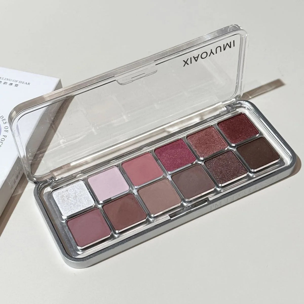 Eye Contour Makeup 12color Eyeshadow Palette Soft Matte Grey Pink Eyeshadow High Pigment Wine Red Brown Eye Shadow for Daily Use