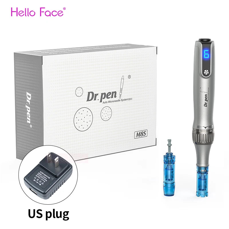 Authentic Dr. Pen M8S Microneedling Pen – 0.25mm Needles, 6 Speeds, Battery Display, Anti-Backflow Cartridges